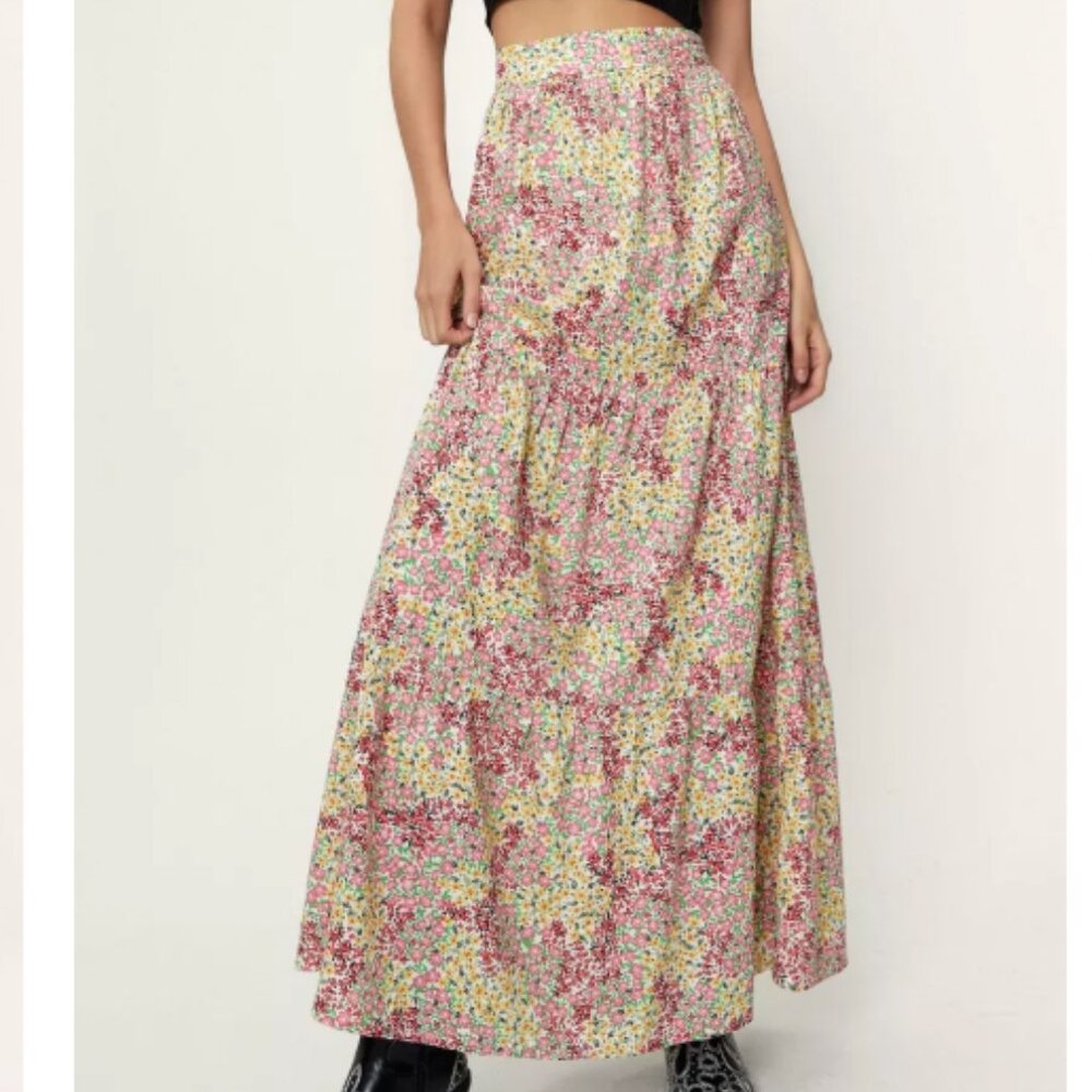 Floral Printed Tiered Maxi Skirt- Nasty Gal NEW WITH TAGS